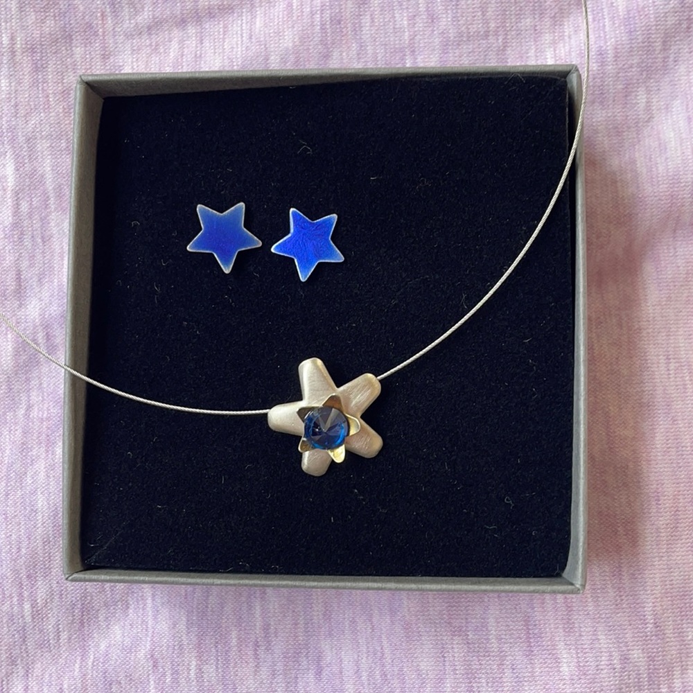 ⭐️ Star Earring and Necklace Set ⭐️ Handcrafted by European artist Jolanta Wrona